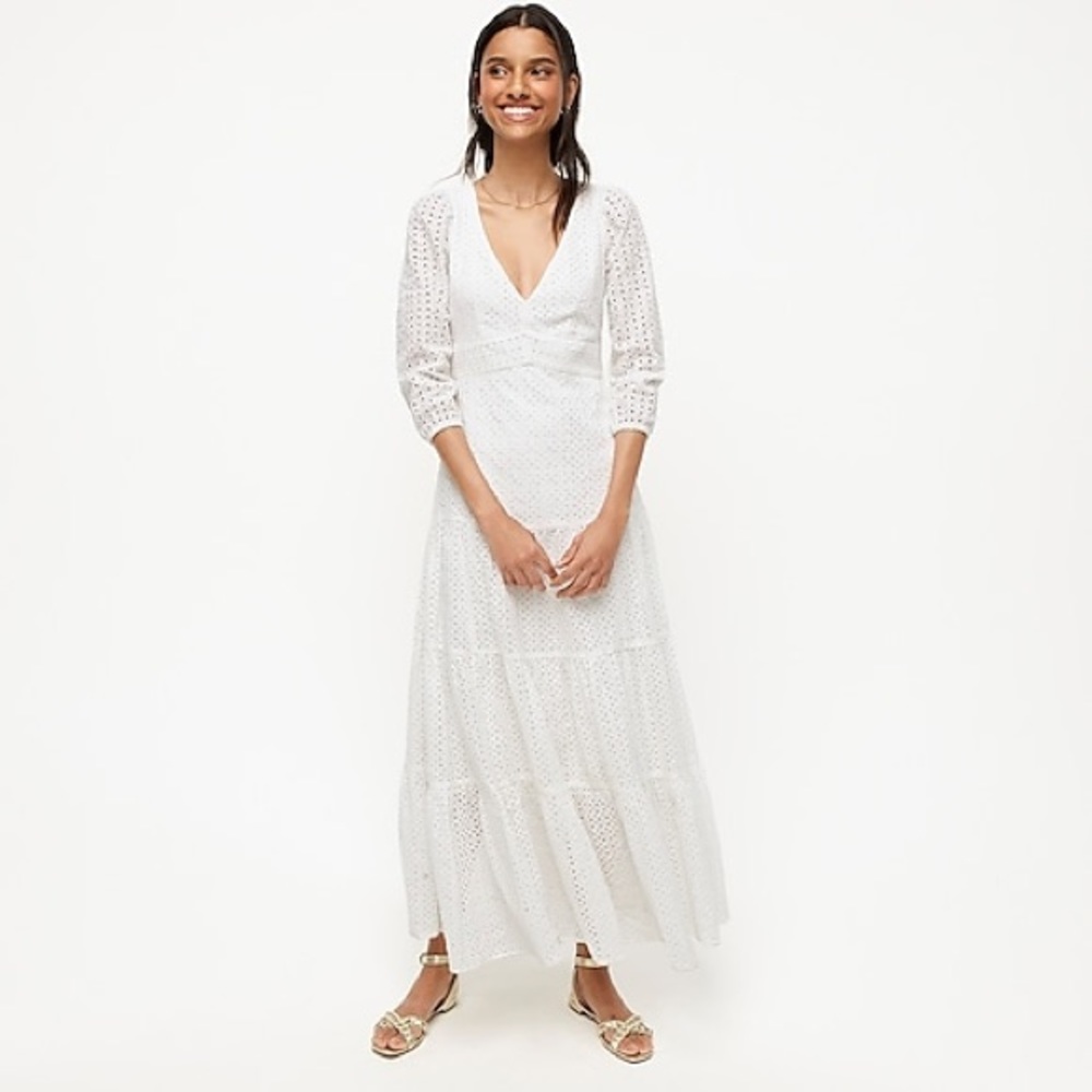 🎄 J. Crew Tiered maxi dress in mixed eyelet